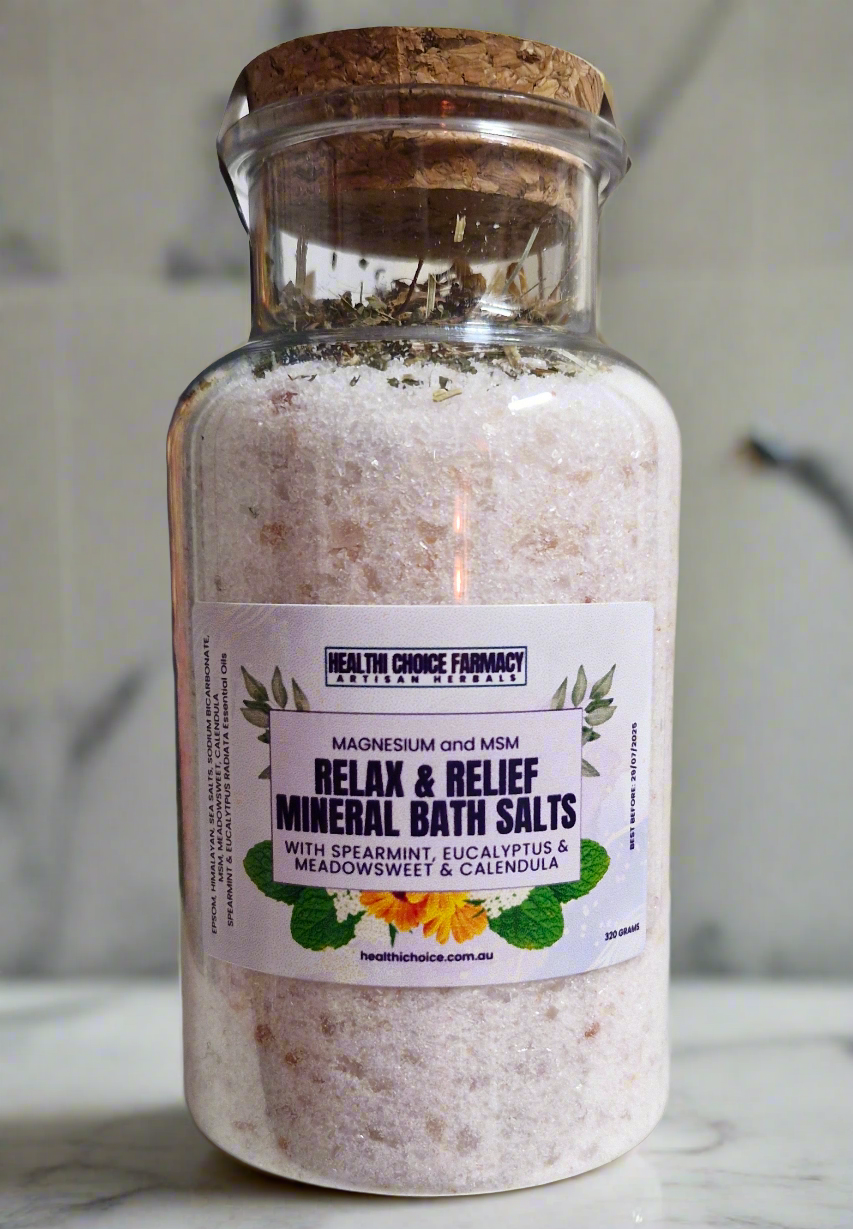 RELAX & RELIEF Magnesium Mineral Salt Soak with MSM, Eucalyptus, Spearmint & Meadowsweet