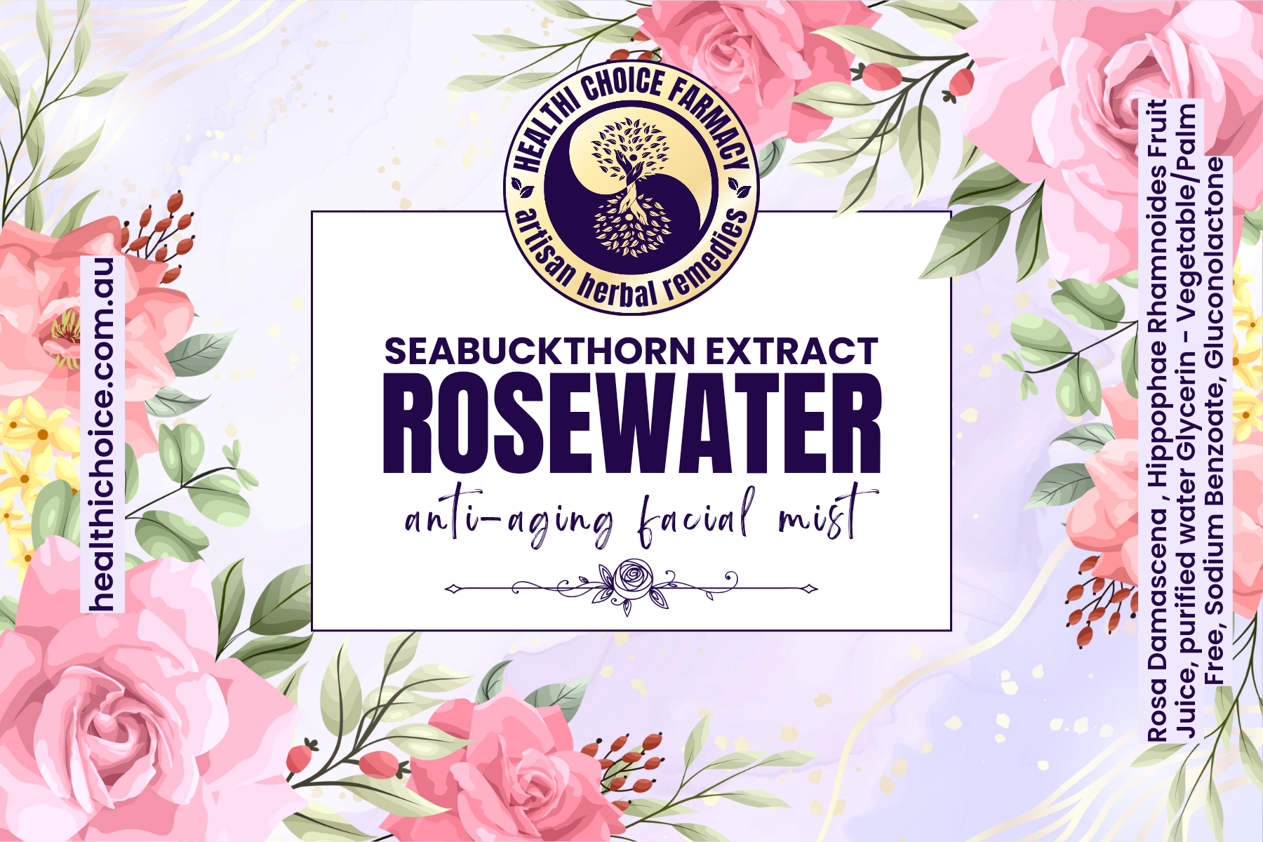 ROSEWATER & SEABUCKTHORN extract | Anti-aging Facial Mist - Healthi Choice Farmacy 