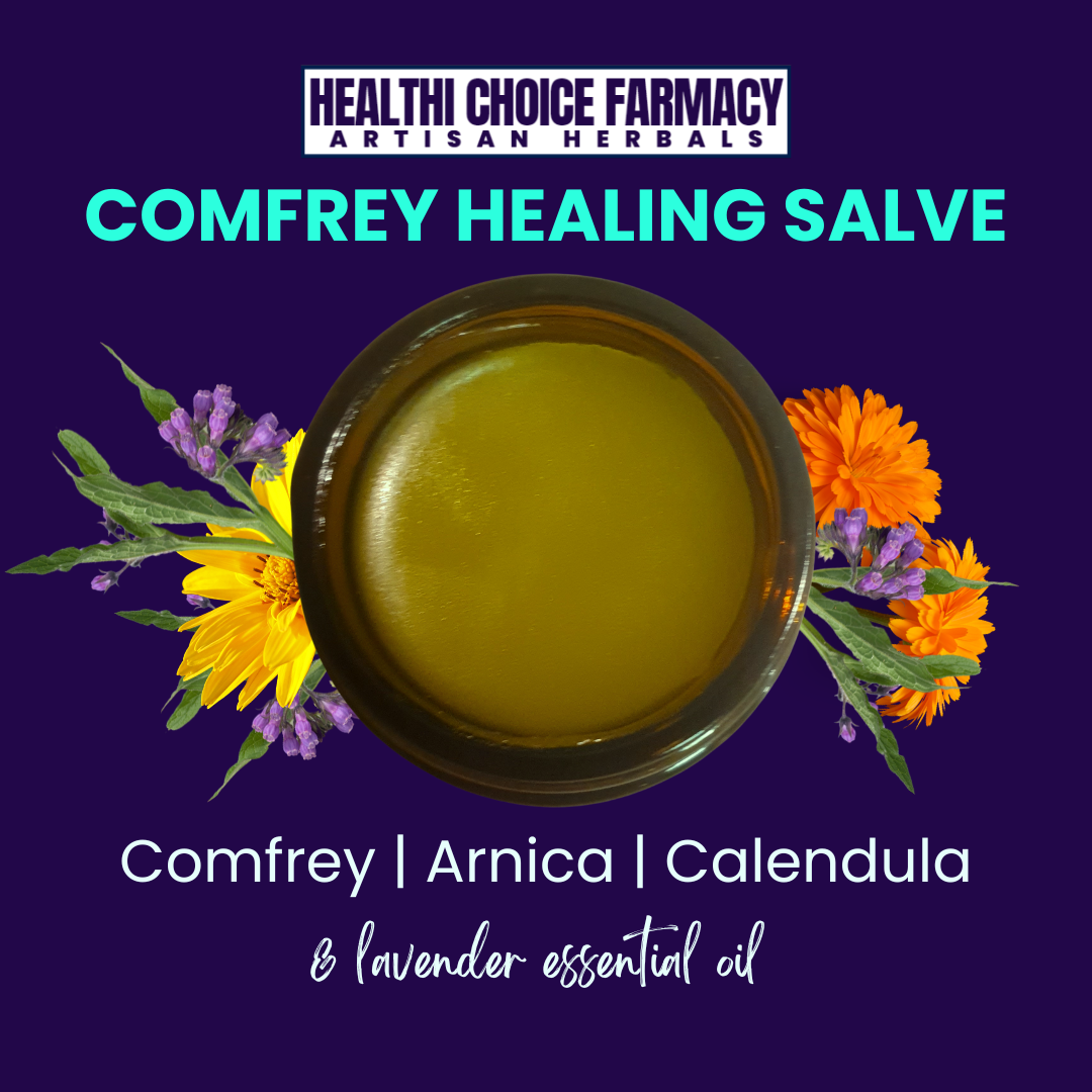 Comfrey Healing Salve | sprains, strains, aches & pain, bruises, fractures - Healthi Choice Farmacy 