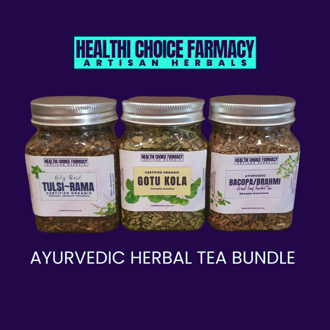 Ayurvedic Herbal Tea Bundle | Tulsi | Brahmi | Gotu Kola - Healthi Choice Farmacy 