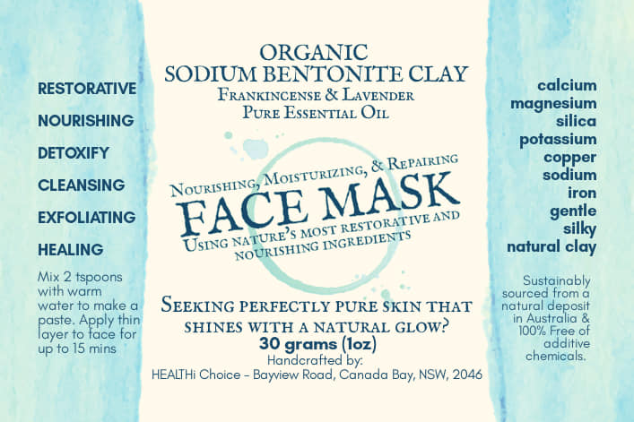 Organic Sodium Bentonite Clay with Frankincense and Lavender Pure Essential Oils Face Mask - Healthi Choice