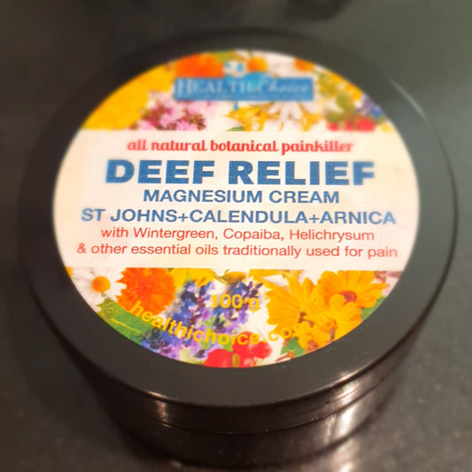 DEEP RELIEF Magnesium Cream - 100% Natural Botanical Painkiller - Calendula + St John's Wort + Arnica & pain easing essential oil infusion - Healthi Choice Farmacy