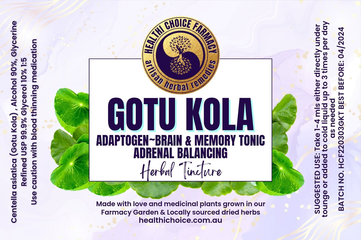 Gotu Kola (Centella asiatica) Liquid Extract Herbal Tincture - Brain Tonic & Adaptogen ~ - Healthi Choice Farmacy