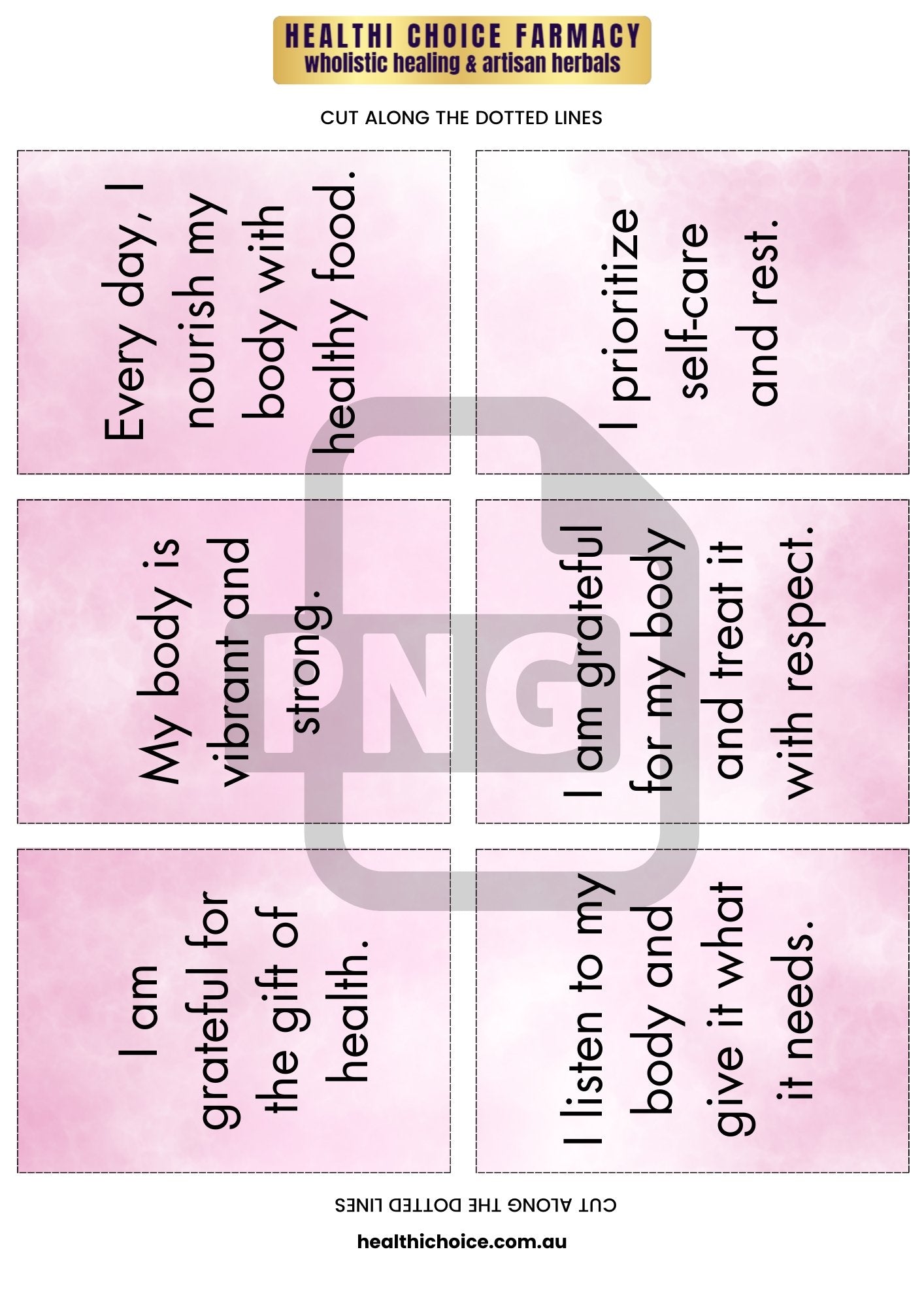 Health Affirmation Cards - Printable - Download - Healthi Choice Farmacy