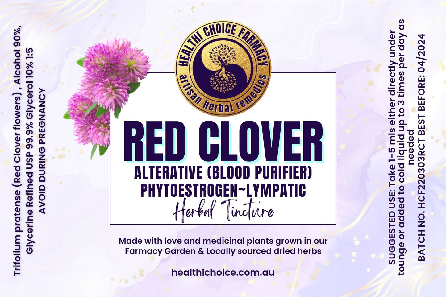 Red clover (Trifolium pratense) Liquid extract Herbal Tincture natural herbal supplement - Healthi Choice Farmacy
