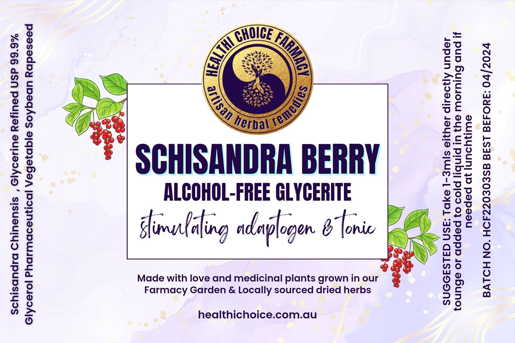 Schisandra Berry Alcohol-Free Liquid Extract, Organic Schisandra (Schisandra Chinensis) Dried Berry Glycerite Natural Herbal Supplement - Healthi Choice Farmacy