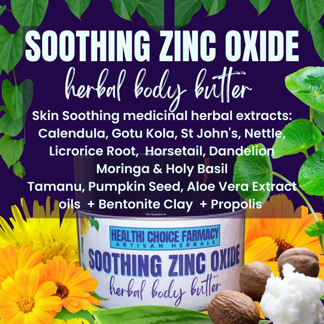 Soothing Zinc Oxide Herbal Hand and Body Butter - All-Natural Skin Relief Cream - Healthi Choice Farmacy