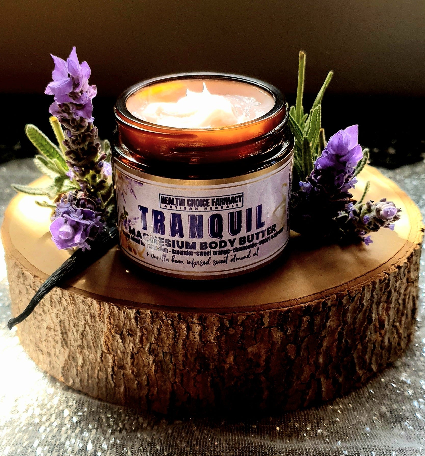TRANQUIL Vanilla Bean infused Magnesium Butter ~ aroma blend for sleep - ALL NATURAL - Healthi Choice Farmacy